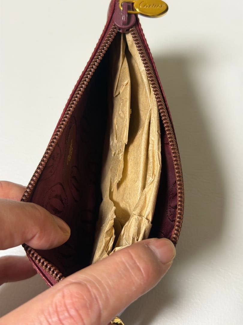 【新品未使用】【ヴィンテージ】カルティエ チェーンポーチ マストライン　ボルドー