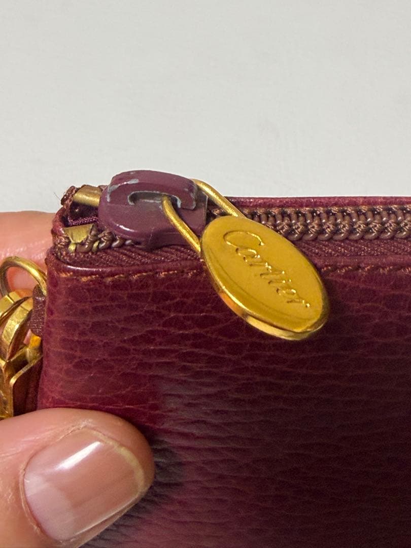 【新品未使用】【ヴィンテージ】カルティエ チェーンポーチ マストライン　ボルドー