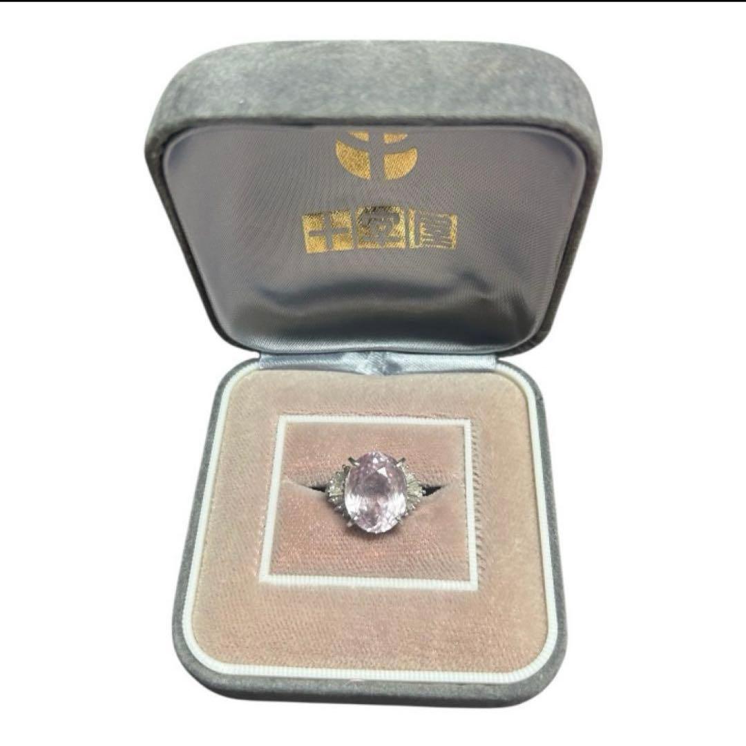 大粒 クンツァイト 8.52ct ダイヤモンド 0.30ct Pt900 ダイヤ