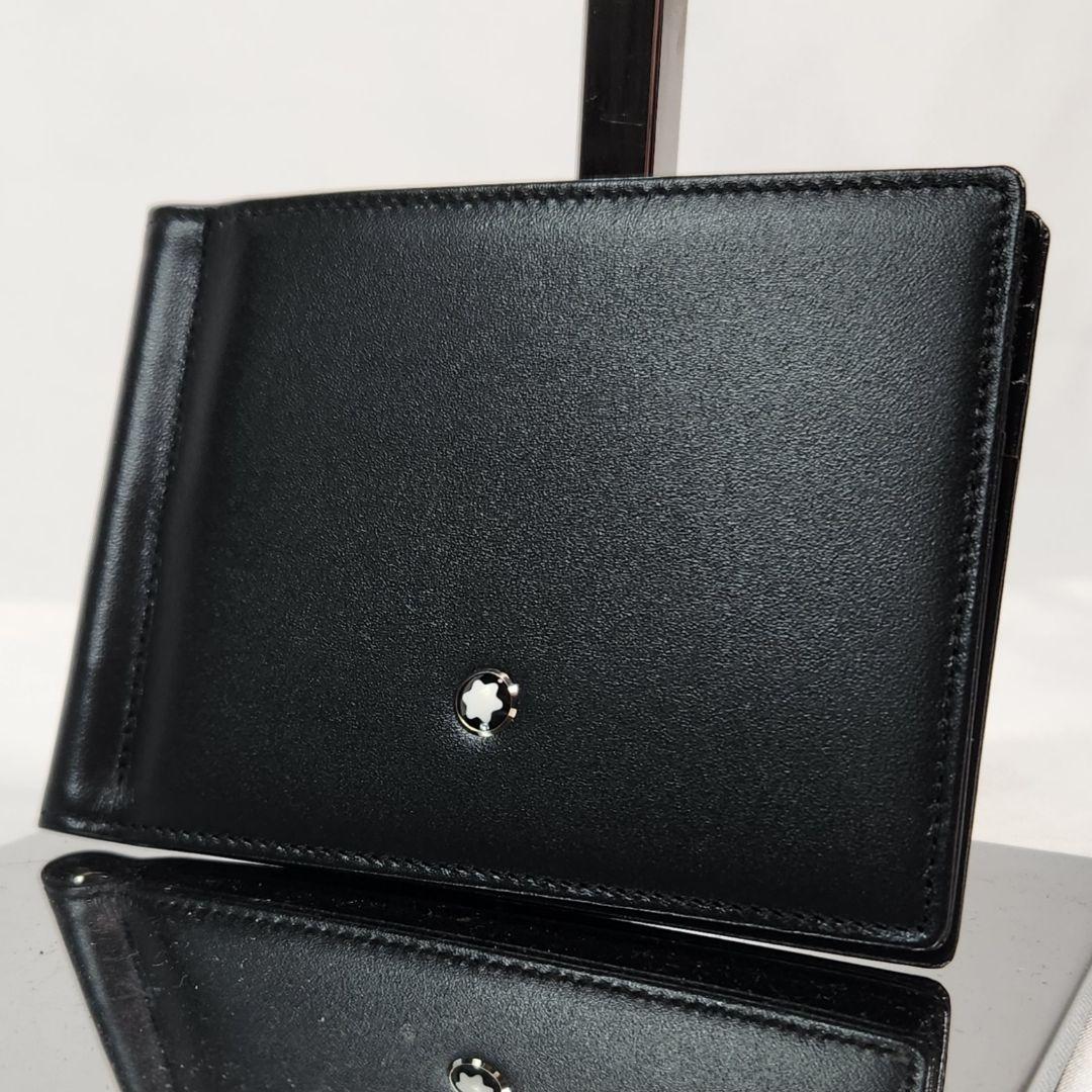 新品✨モンブラン マネークリップ ホワイトスター ブラック レザー