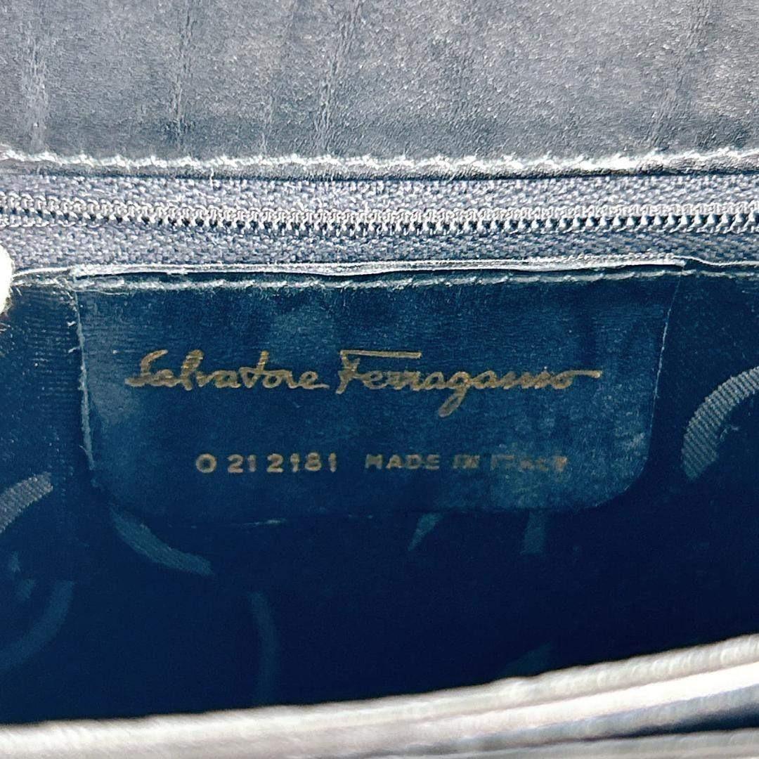 フェラガモ ガンチーニ レザー 2way フラップ ハンドバッグ