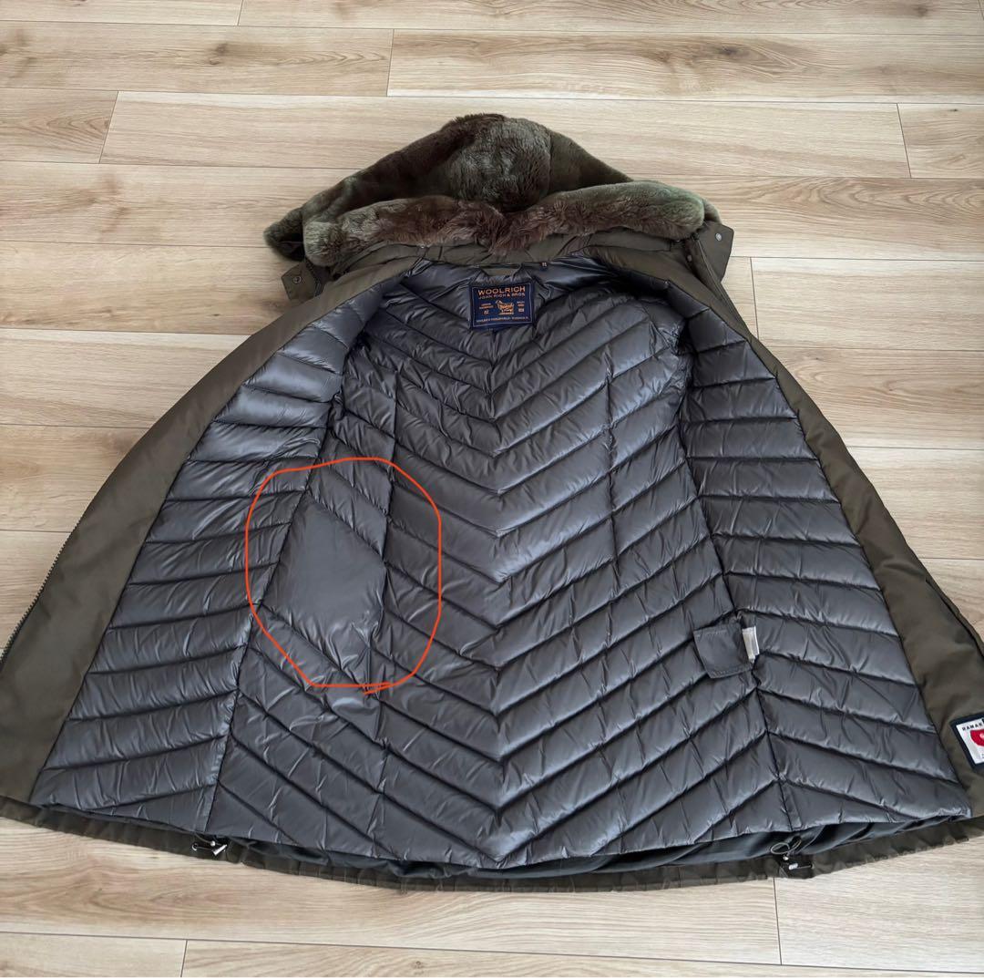 ウールリッチ　ボウブリッジ　ダウンコート　カーキ　ファー　Sサイズ