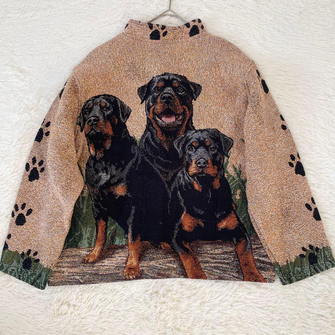 希少✨️SUGAR STREET WEAVERS USA製 ゴブラン織り 犬柄