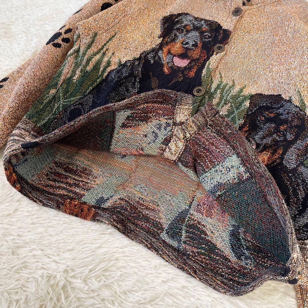 希少✨️SUGAR STREET WEAVERS USA製 ゴブラン織り 犬柄