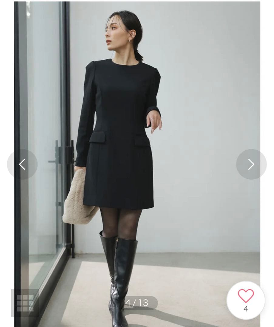 【J断捨離中】アニュアンス　パネルラインミニワンピース （BLACK）　M