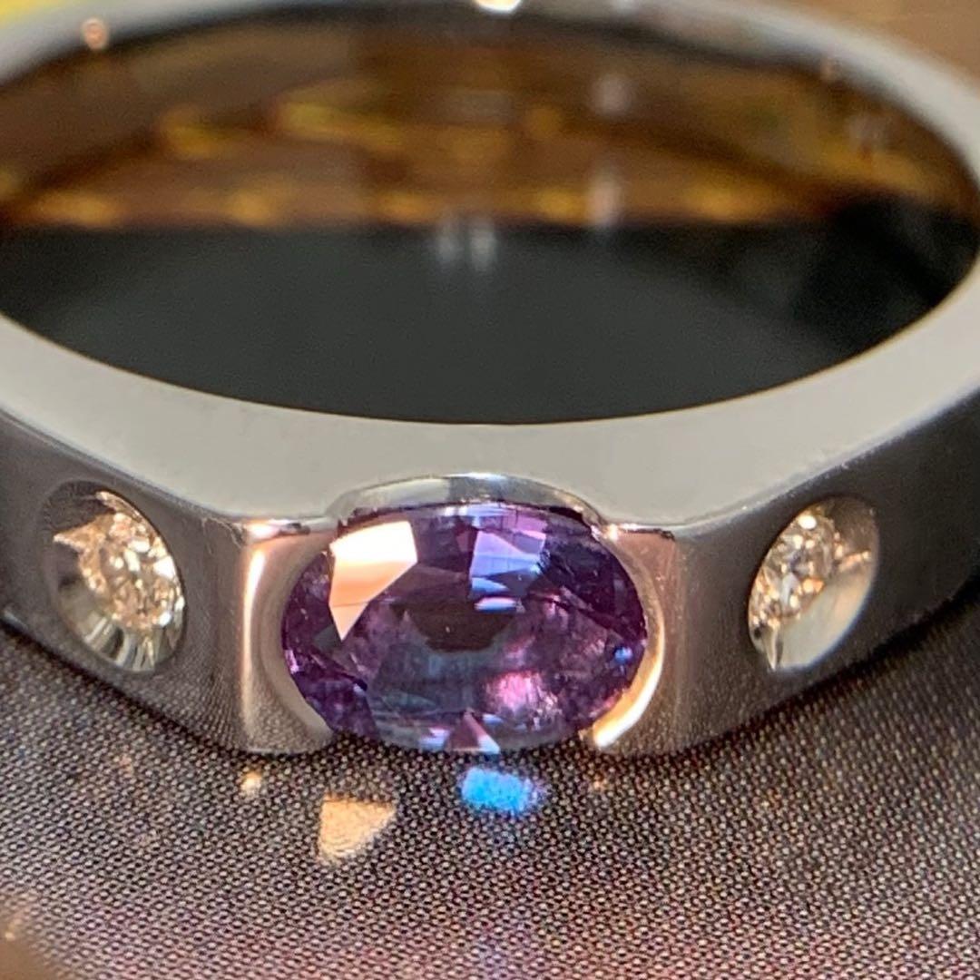 Pt900 アレキサンドライト　0.48 ダイヤモンド　0.04 リング　指輪