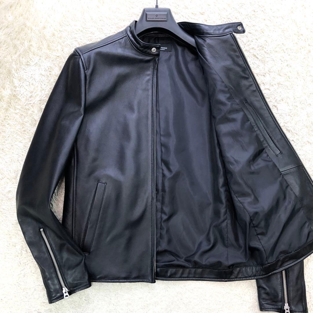 美品⭐ナノユニバース シングル ライダース 羊革 ラムレザー L ブラック 黒