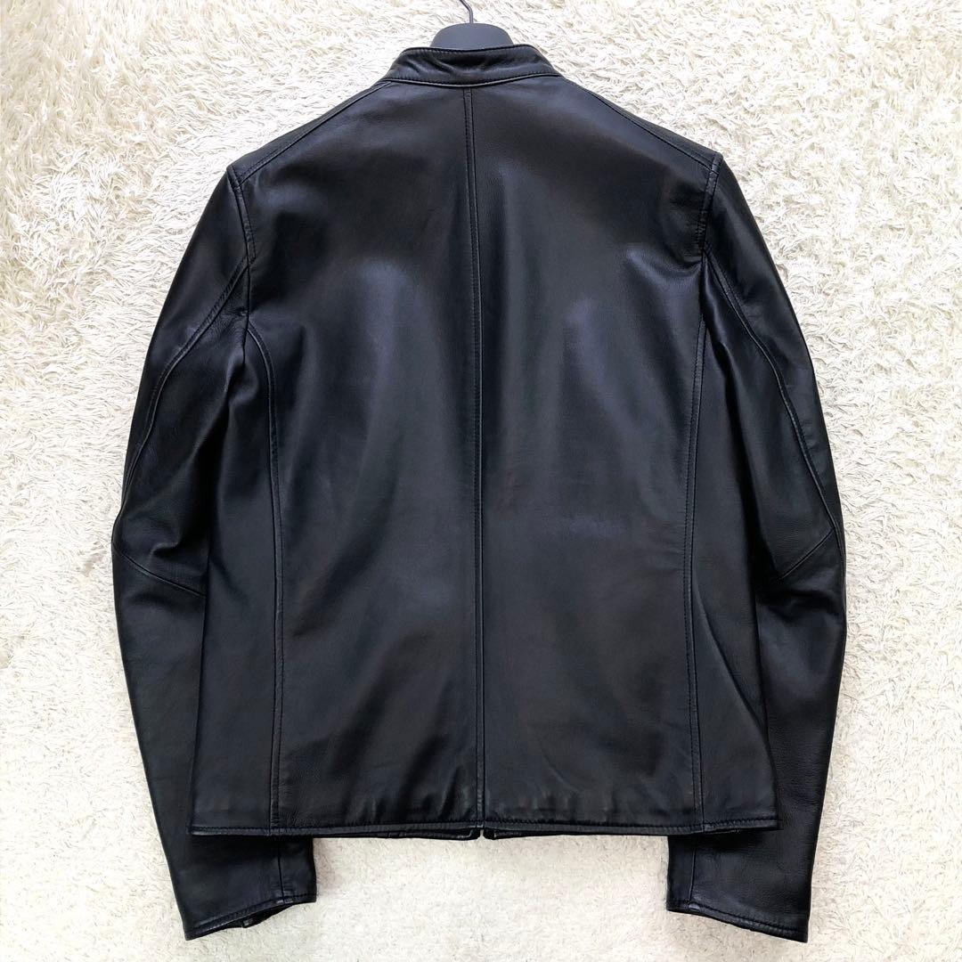 美品⭐ナノユニバース シングル ライダース 羊革 ラムレザー L ブラック 黒