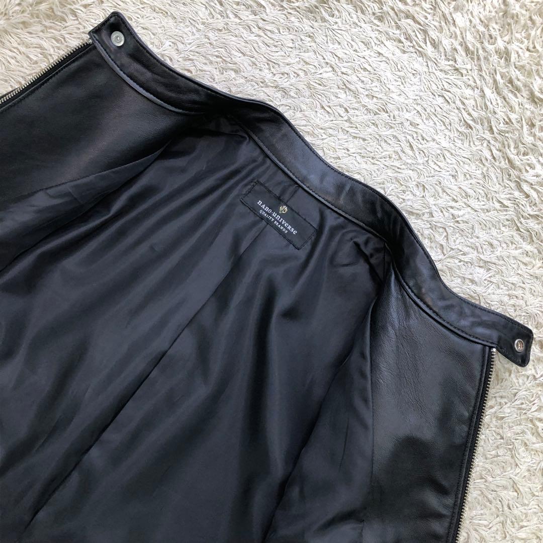 美品⭐ナノユニバース シングル ライダース 羊革 ラムレザー L ブラック 黒