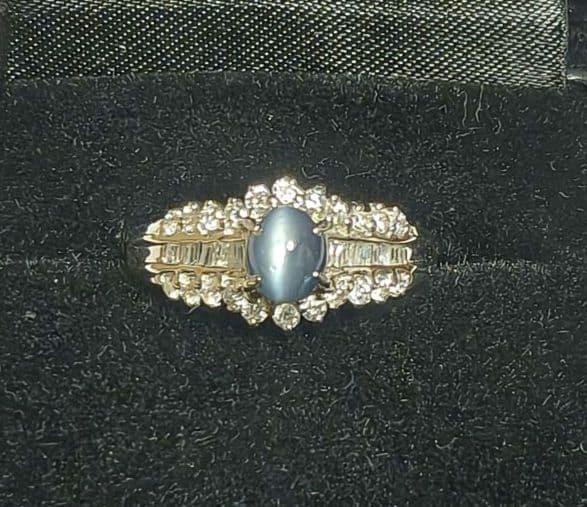 Pt900 アレキサンドライトキャッツアイ 4.3g 0.9ct 13.5号