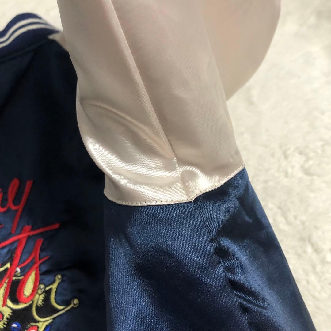 美品 スカジャン STRAY CATS ブルー×ゴールド 大きいサイズ　L