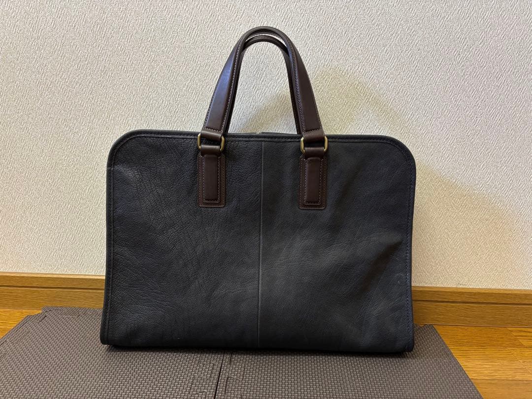 【美品】土屋鞄 アルマス バッファローブリーフ アーバンネイビー