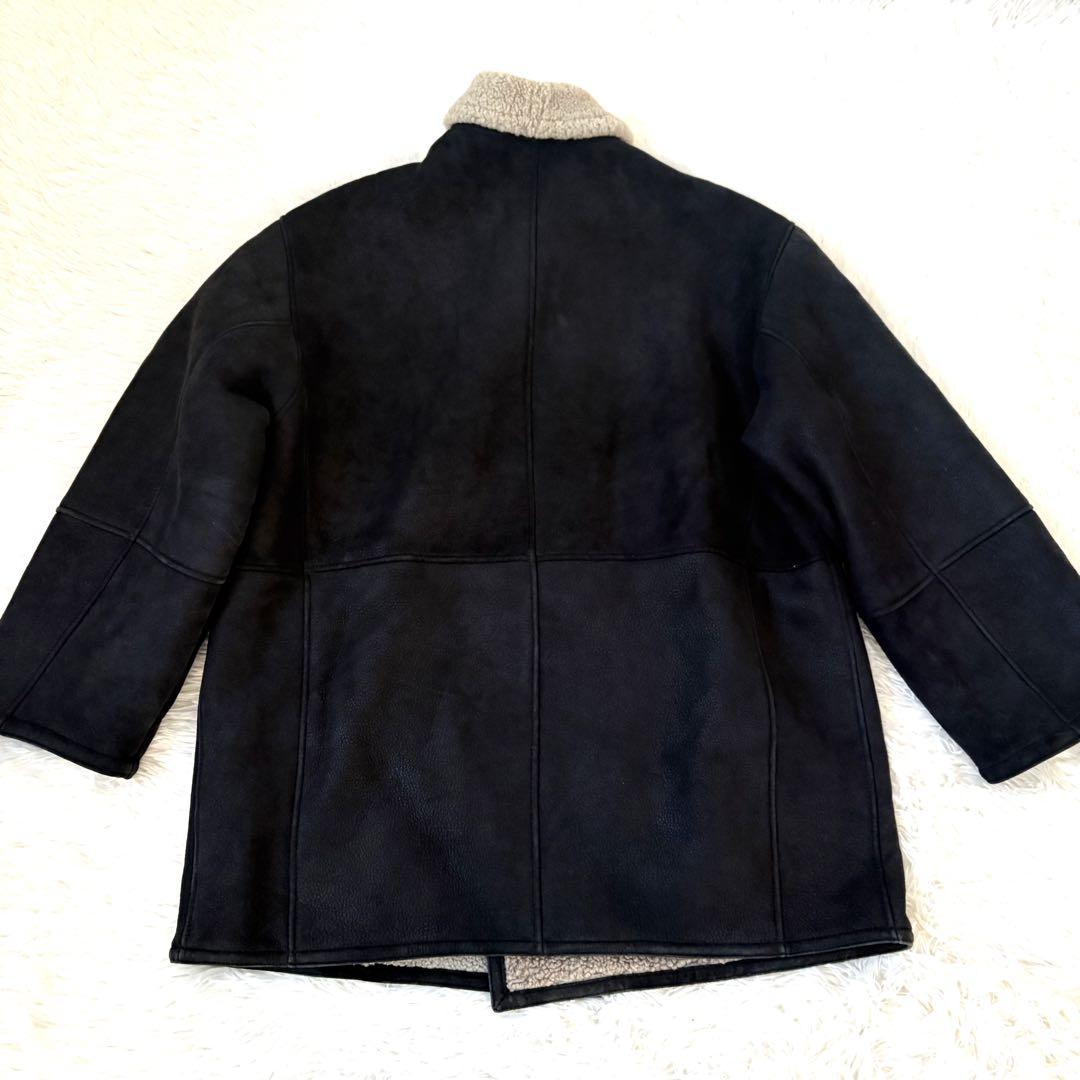 極暖　リアルムートン　ジャケット 黒 シープスキン　ボア　羊革　大きいサイズXL
