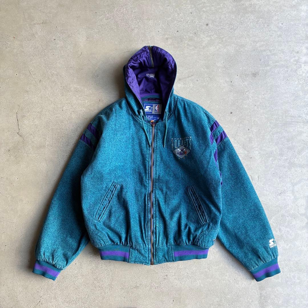 90s STARTER NBA シャーロットホーネッツ 中綿 ジップパーカー