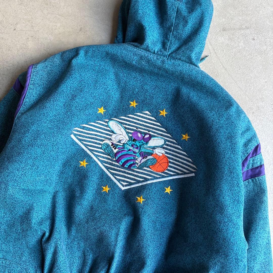 90s STARTER NBA シャーロットホーネッツ 中綿 ジップパーカー