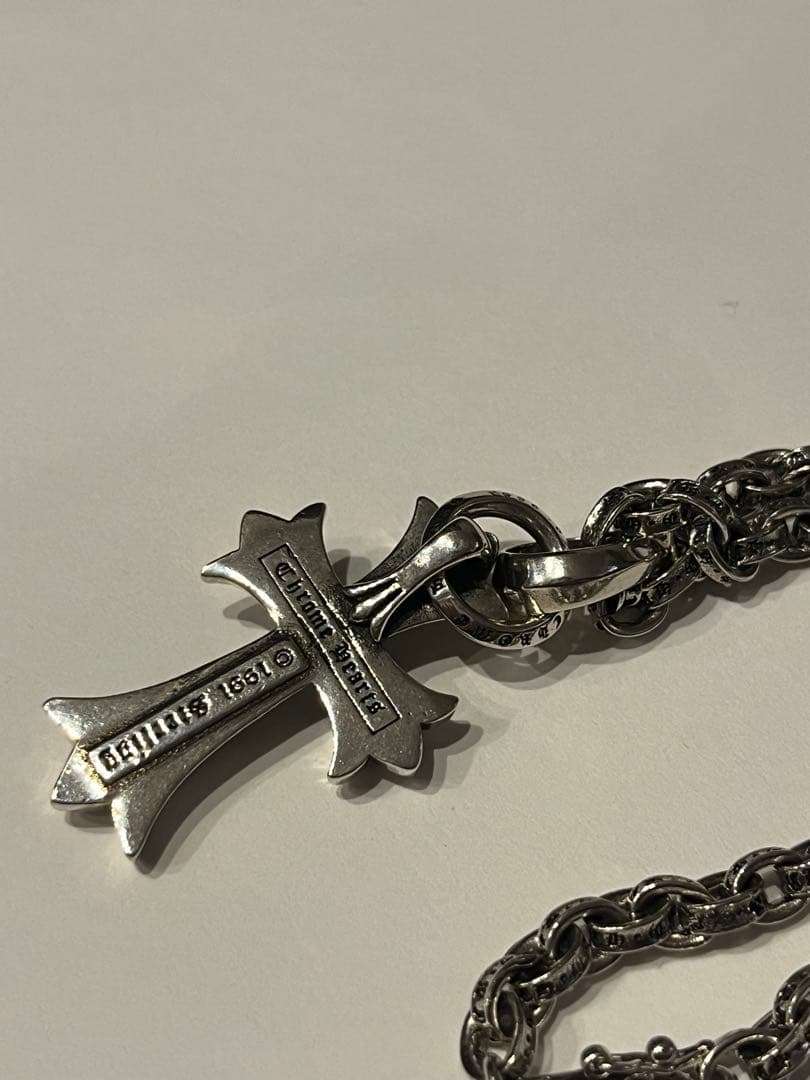 シルバー クロス　 ネックレス　ペーパーチェーン　50cm クロムハーツ