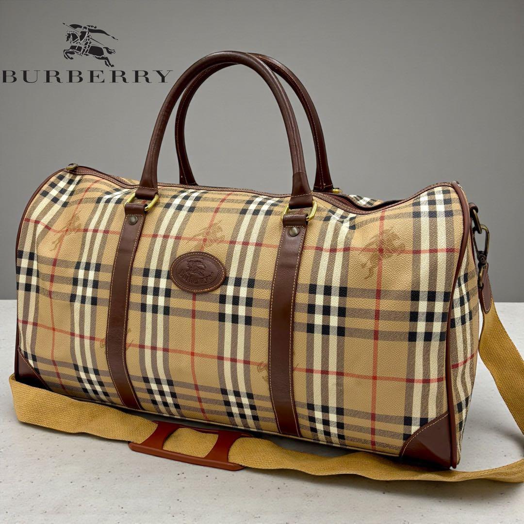 バーバリー ノバチェック 2way レザー ボストンバッグ ショルダーバッグ