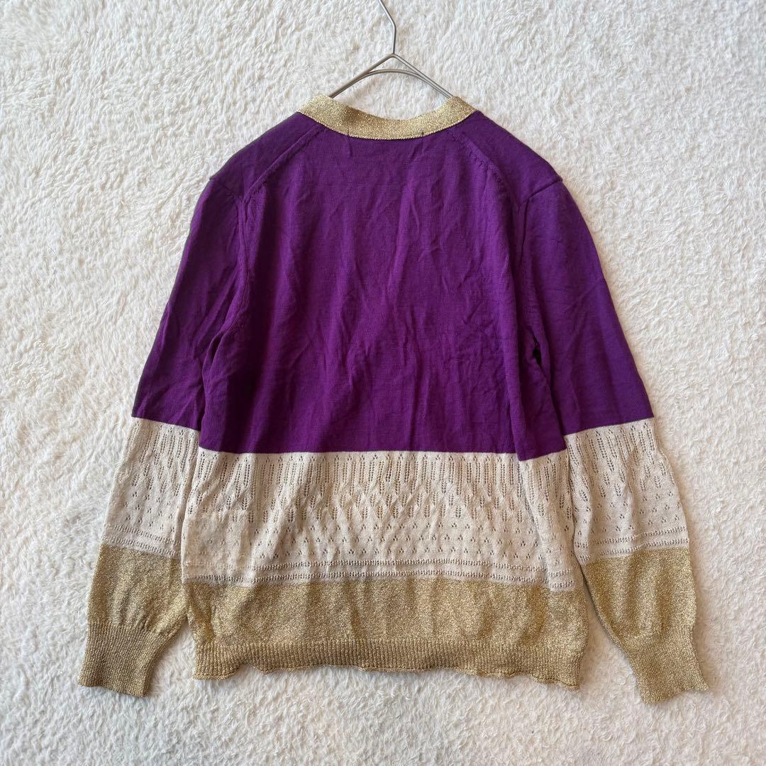 コムデギャルソン カーディガン ウール リネン混 配色切り替え 羽織り