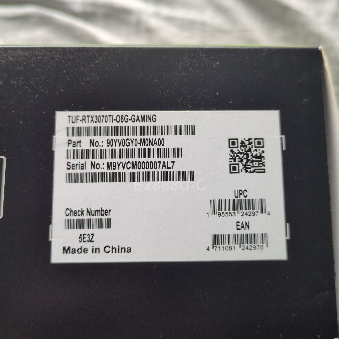 ASUS TUF-RTX3070TI-O8G-GAMING 【動作確認済み】
