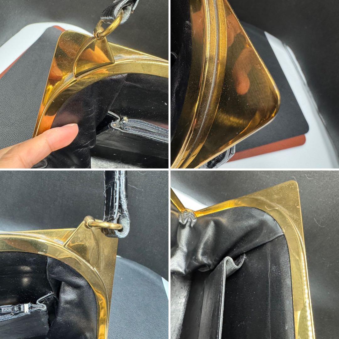 週末セール‼️フランス　アンティーク　総クロコダイル黒色バック。長期保存、現状