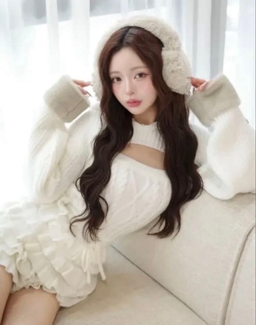 フリルニットコンビネゾン