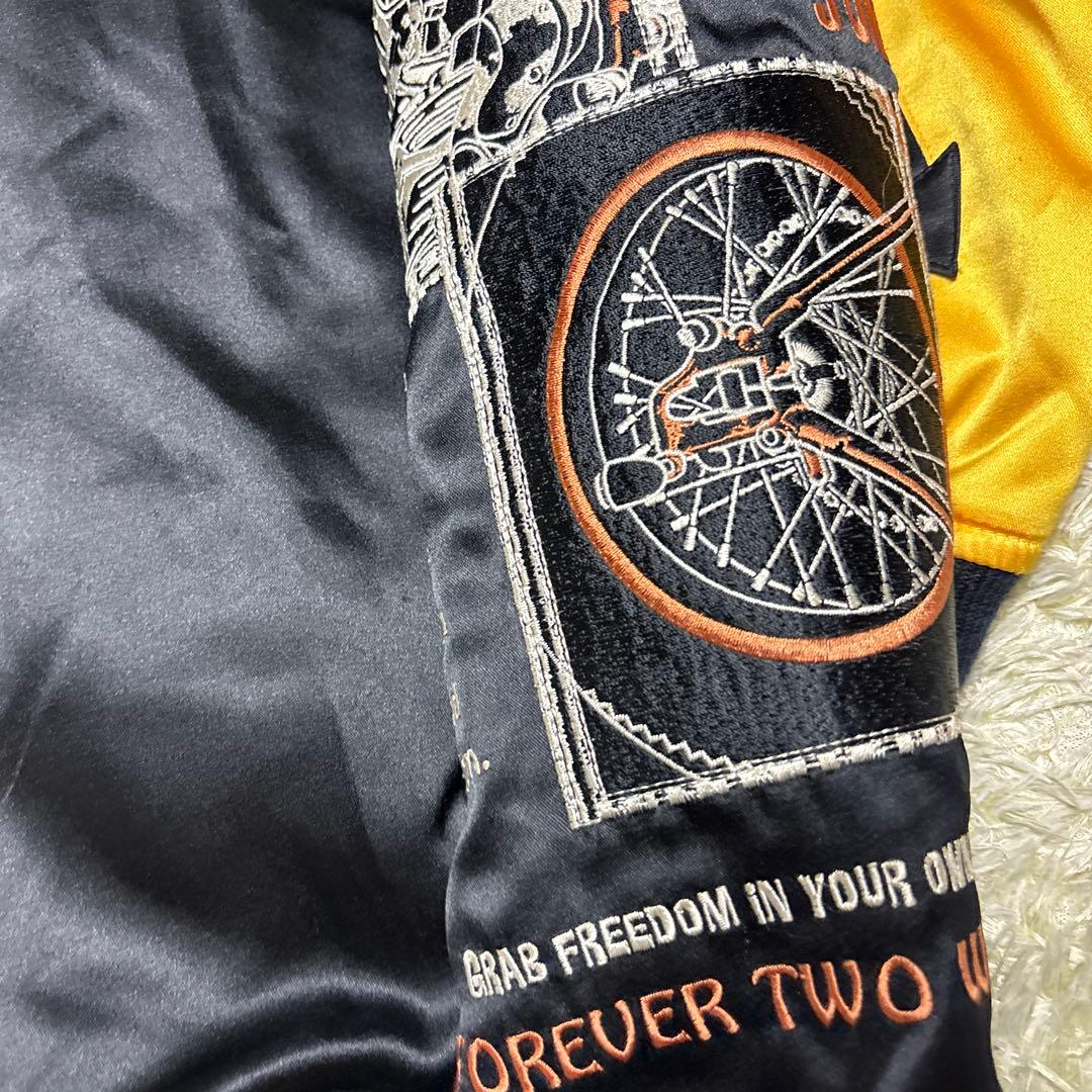 ピークドイエロー SPEED JUNKY リバーシブル スカジャン バイク刺繍