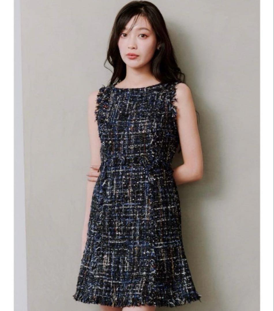 【新品未使用】snidel ツイードミニワンピース　ネイビー　1