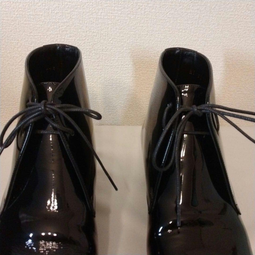 【24時間以内発送 美品】サンローラン エナメル レースアップ アンクルブーツ