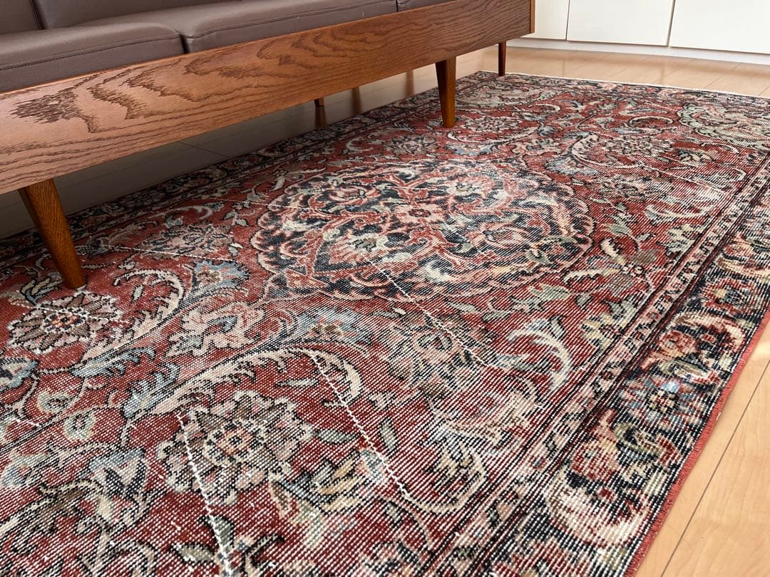 【Nica】トルコヴィンテージラグ　ブラウンレッド