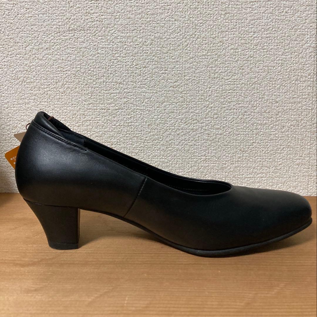 【美品】pedala ペダラ ブラック レザー スクエアトゥ パンプス 23.5