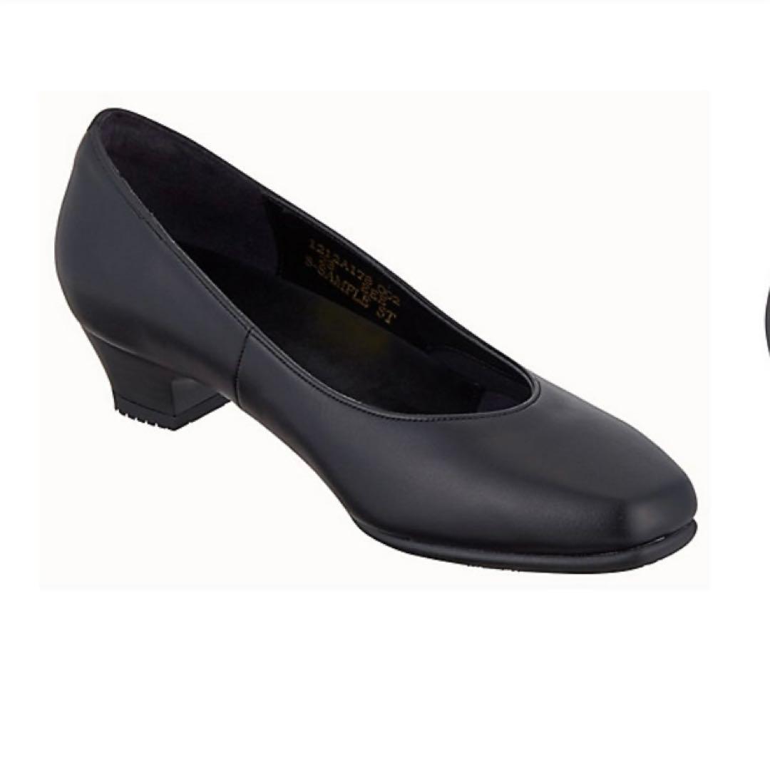 【美品】pedala ペダラ ブラック レザー スクエアトゥ パンプス 23.5