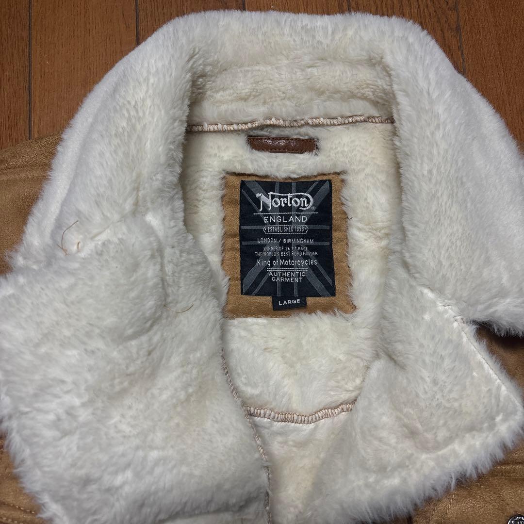 【美品】Norton ボアライニング カジュアルジャケット刺繍デザイン刺繍ロゴＬ