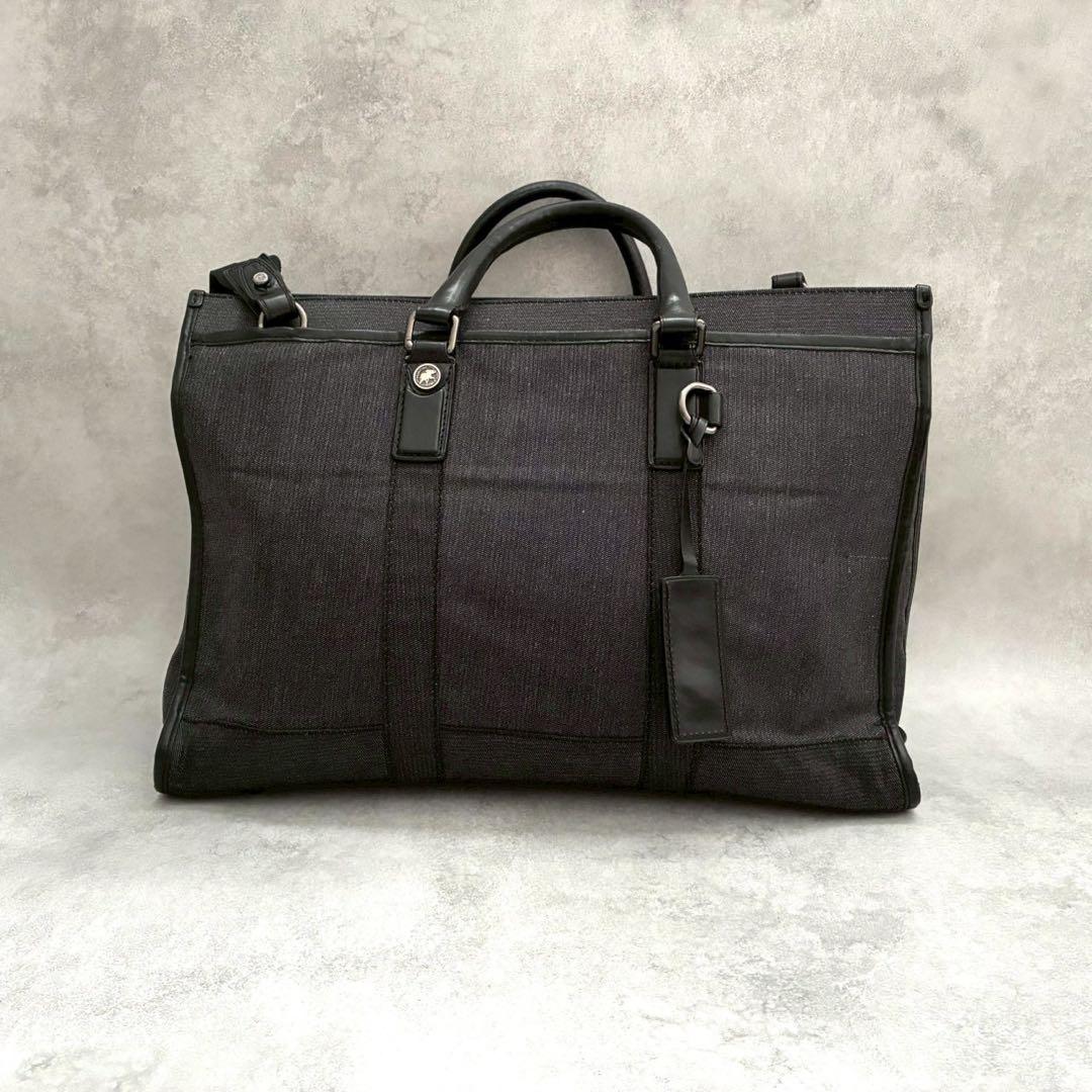 希少/美品✨ハンティングワールド 2way ビジネスバッグ デニム レザー A4
