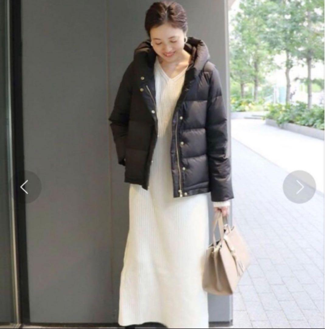 美品　スローブイエナ　ショールフードショートダウンコート　ブラック　38