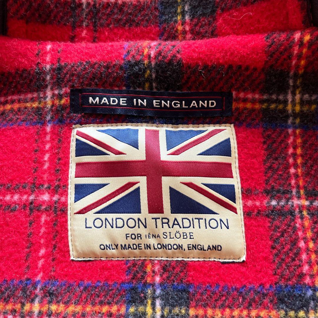 極美品　ロンドントラディション ダッフルコート 赤　イギリス製　チェック