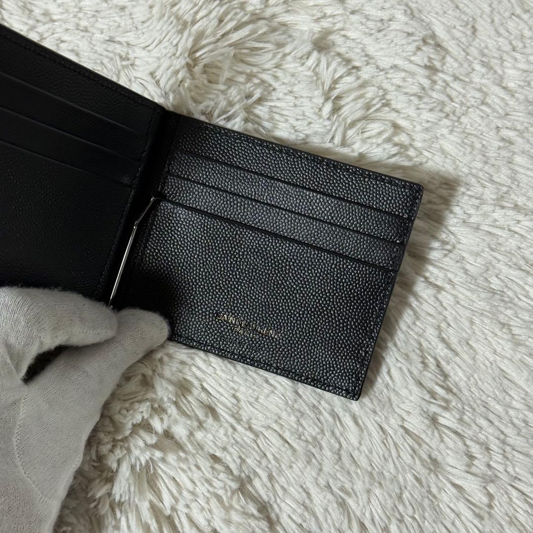 ⭐️新品未使用⭐️　サンローラン　マネークリップ　YSLカサンドラ　二つ折り　黒