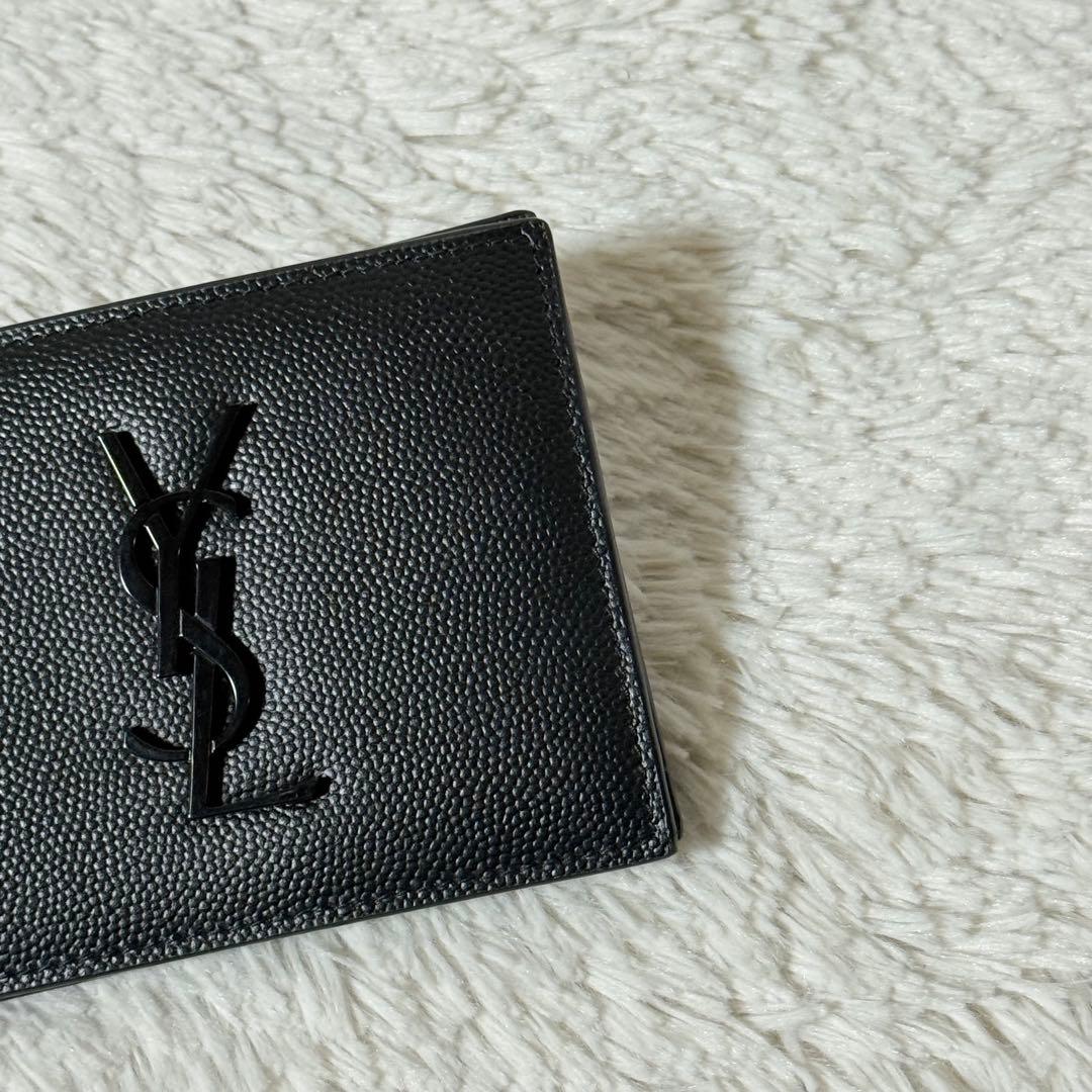 ⭐️新品未使用⭐️　サンローラン　マネークリップ　YSLカサンドラ　二つ折り　黒