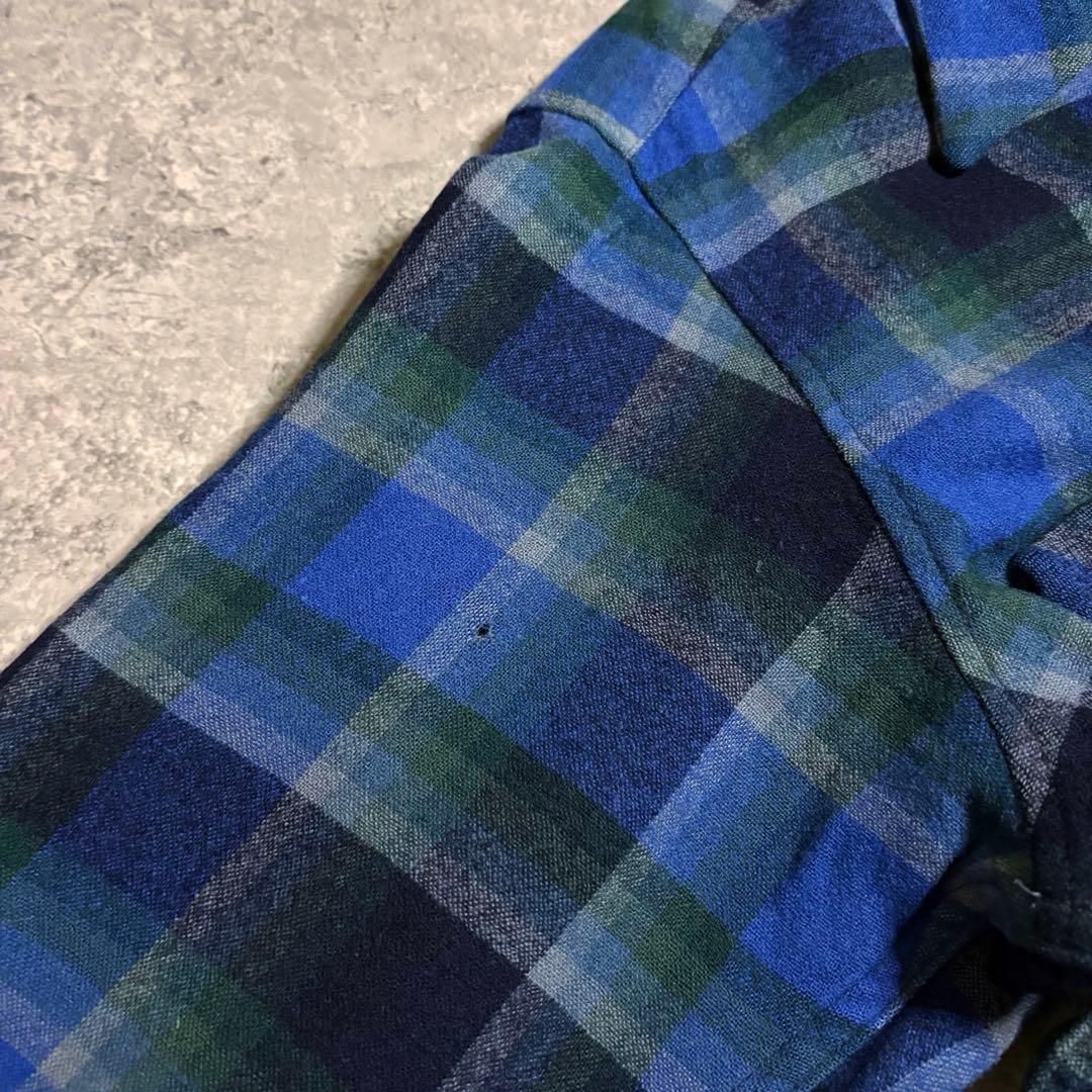 神配色70s ペンドルトン ボードシャツ オンブレ チェック USA製 ブルーL