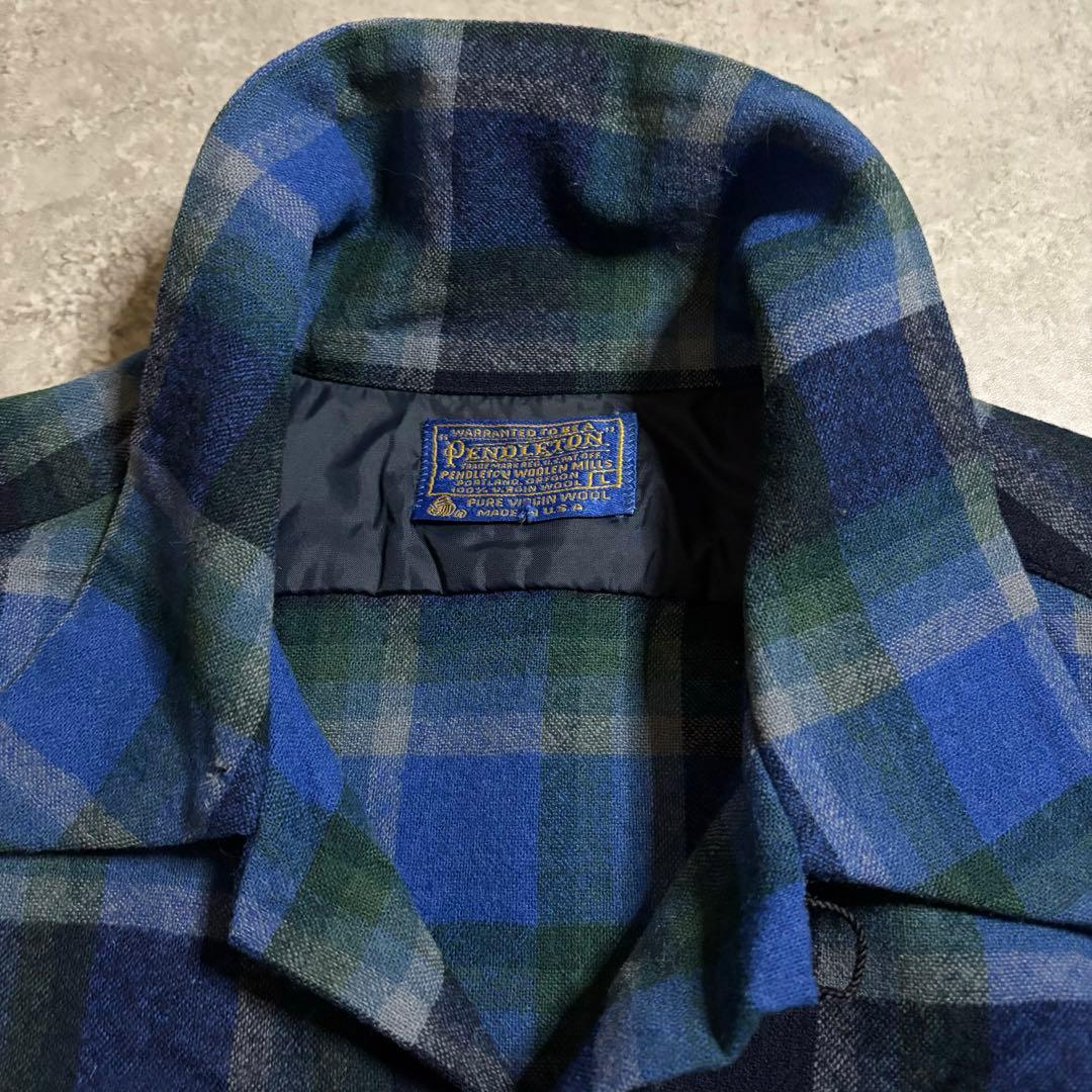 神配色70s ペンドルトン ボードシャツ オンブレ チェック USA製 ブルーL