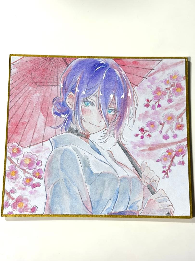 K*様 手描きイラスト チェンソーマン　レゼ　梅の花、和装