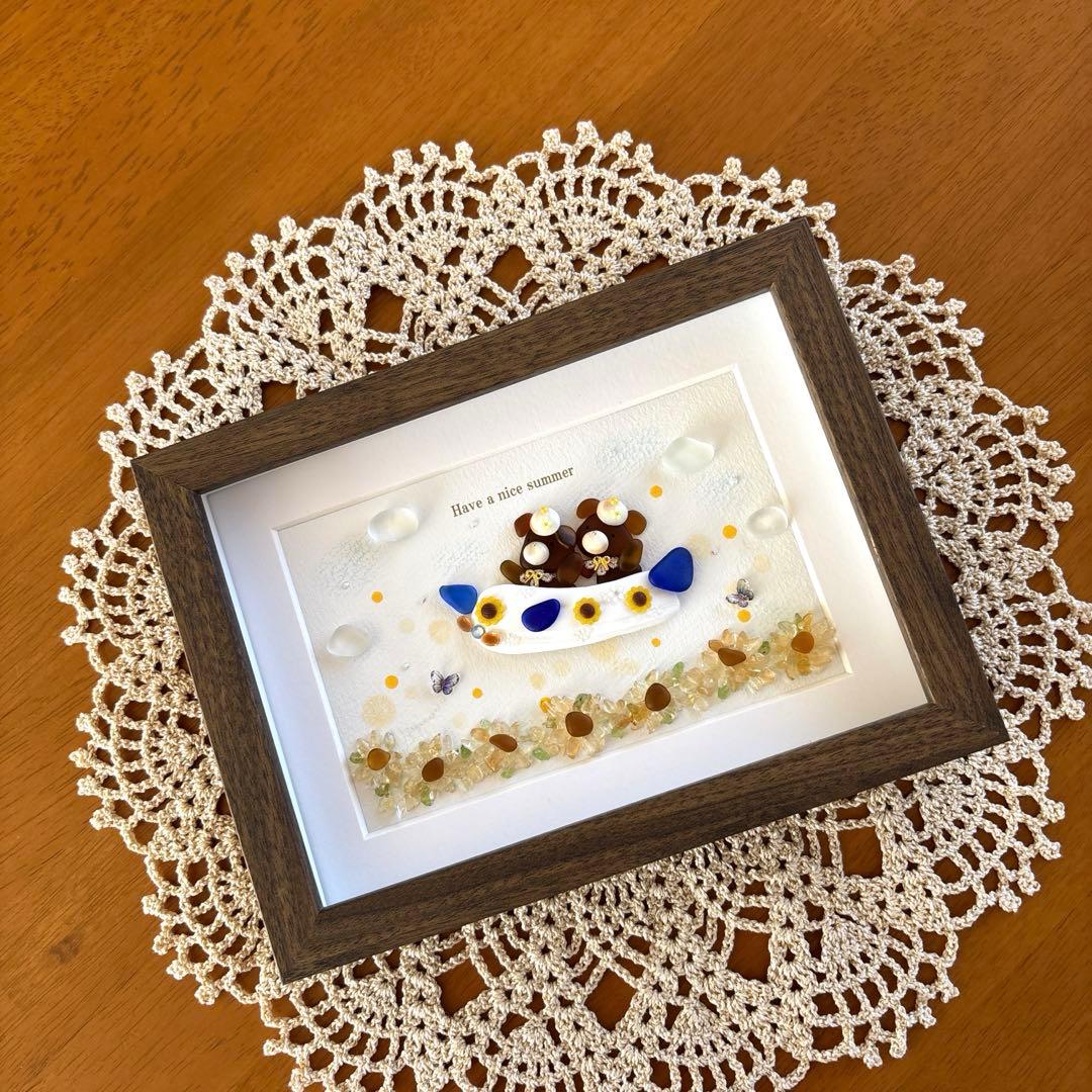 シーグラスアート❁仲良しうさちゃんのお正月アレンジメント❁