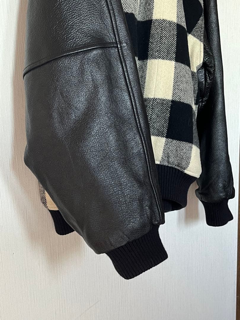 希少 美品 REVOLVER ウール レザー オーバーサイズ ジャケット XL