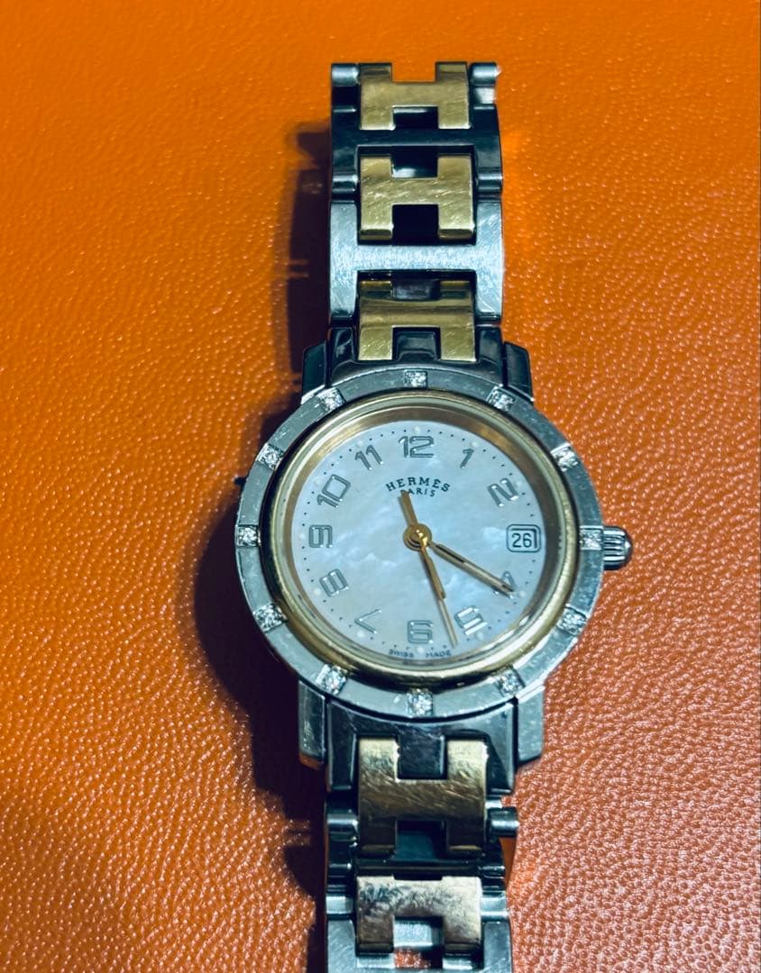 エルメス クリッパー CL.222 ナクレ 12Pダイヤ