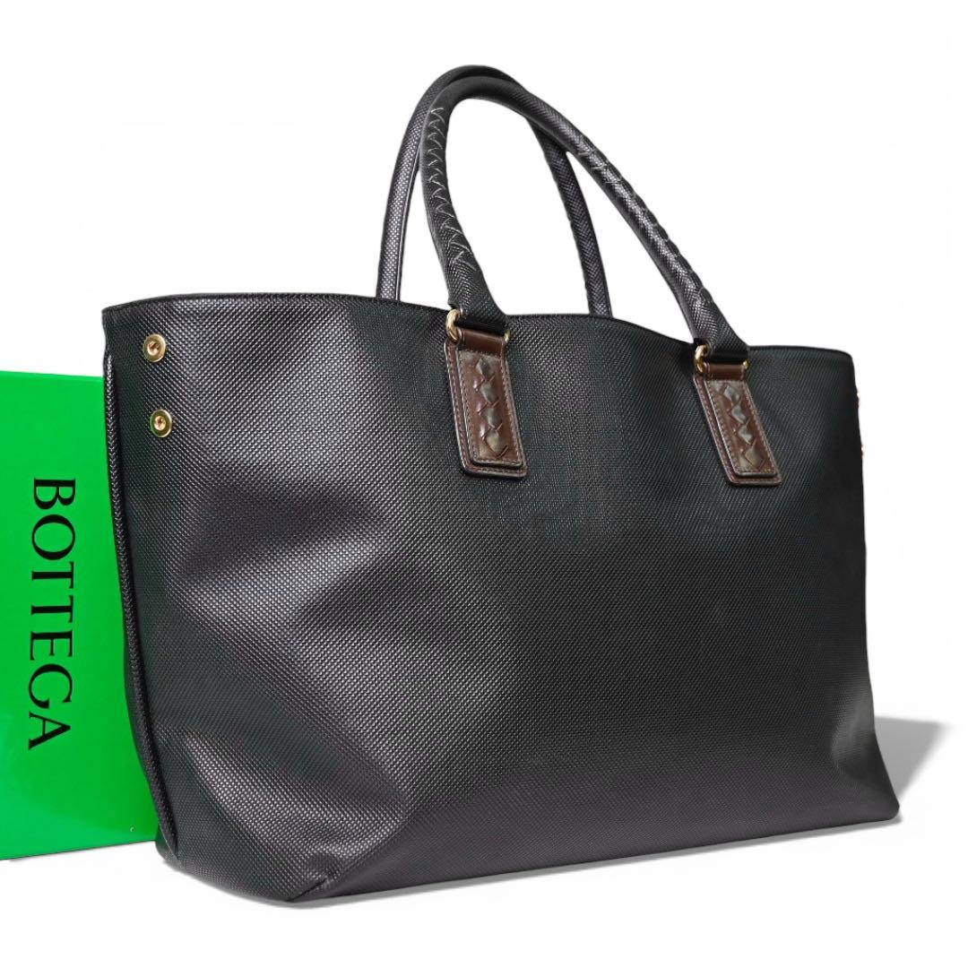 【美品】ボッテガヴェネタ　トートバッグ　マルコ　ブラック　イントレチャート　黒