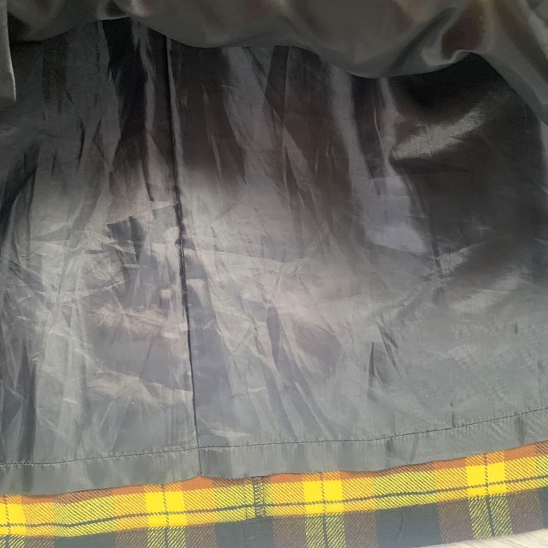 【familiar】 ブラウンベルベット＆チェック柄ワンピース 160cm 美品