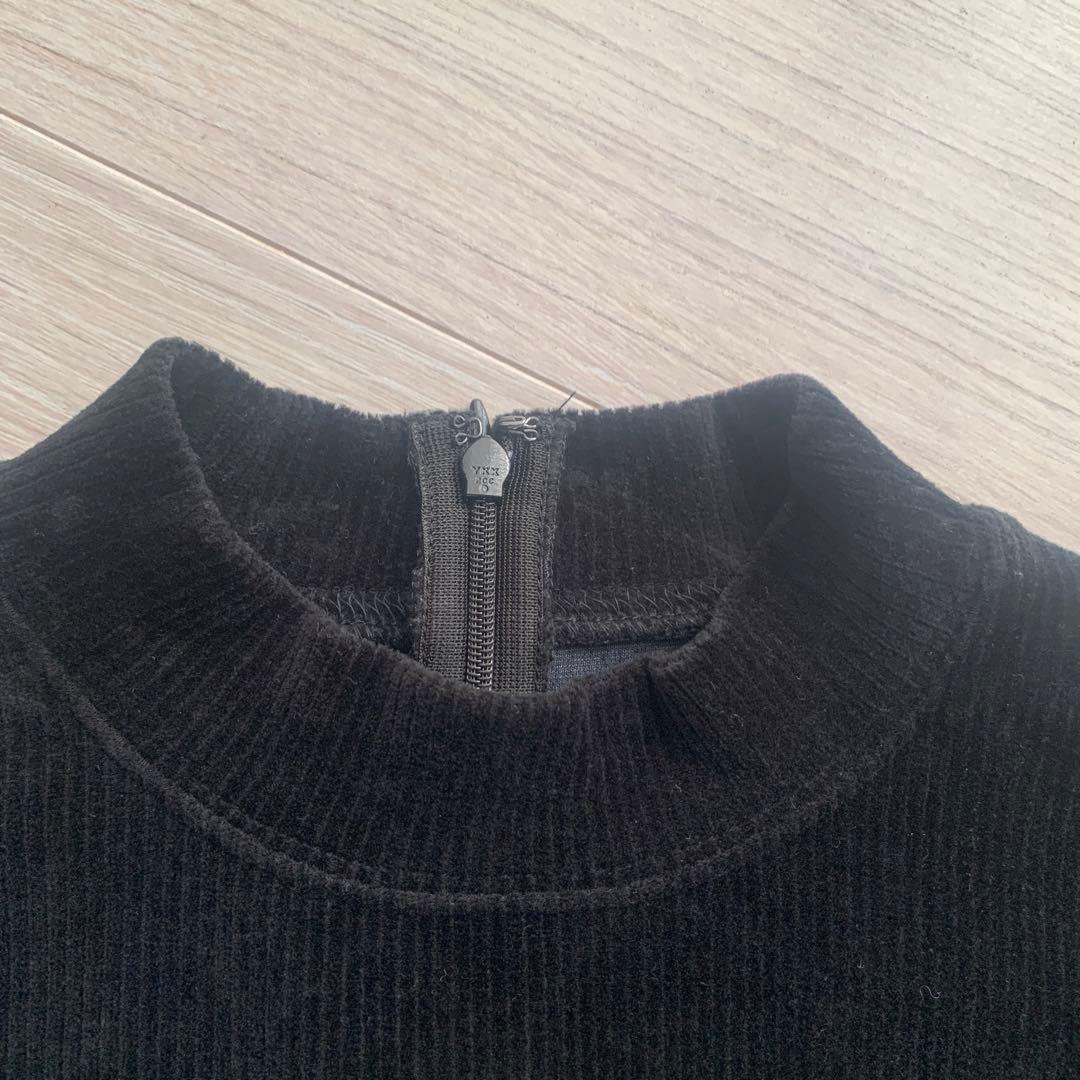 【familiar】 ブラウンベルベット＆チェック柄ワンピース 160cm 美品