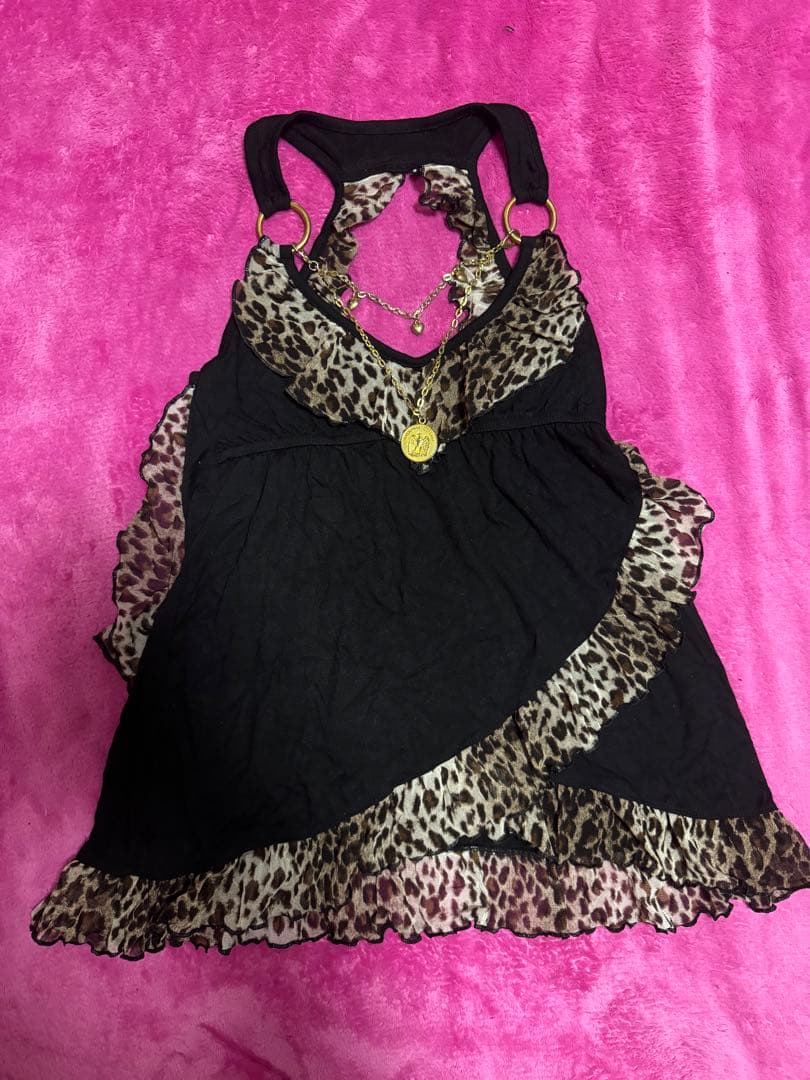 d.i.a. ヒョウ柄 フリルキャミソール