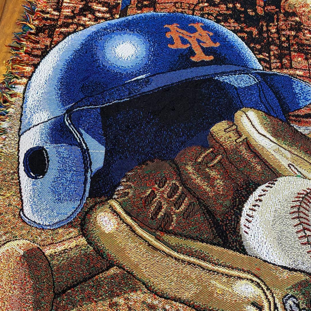 【激レア】MLBメッツMets ビンテージラグマット　USA製　野球アート