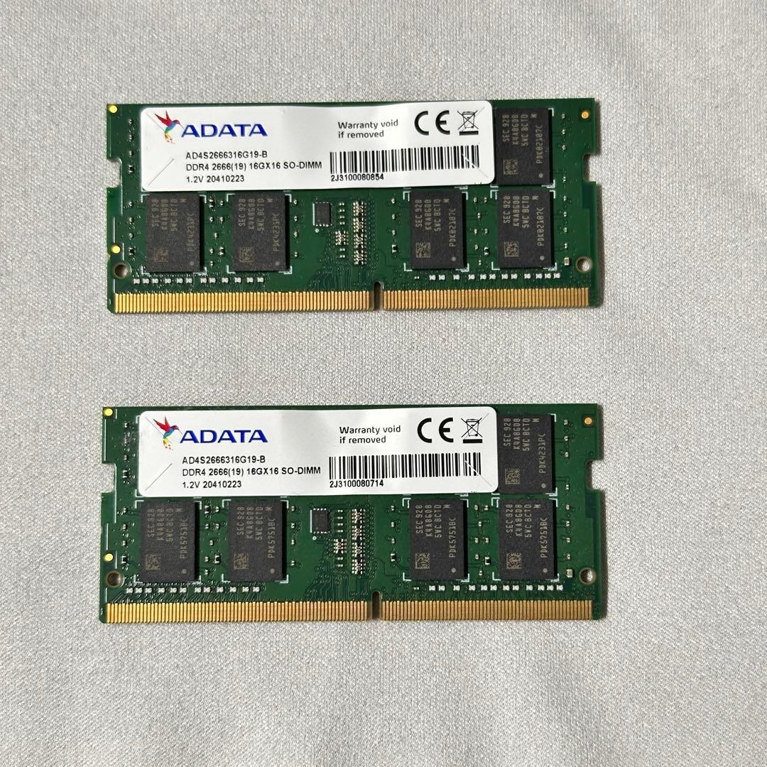ADATA DDR4 2666 32GB(16GBx2) SODIMM メモリー