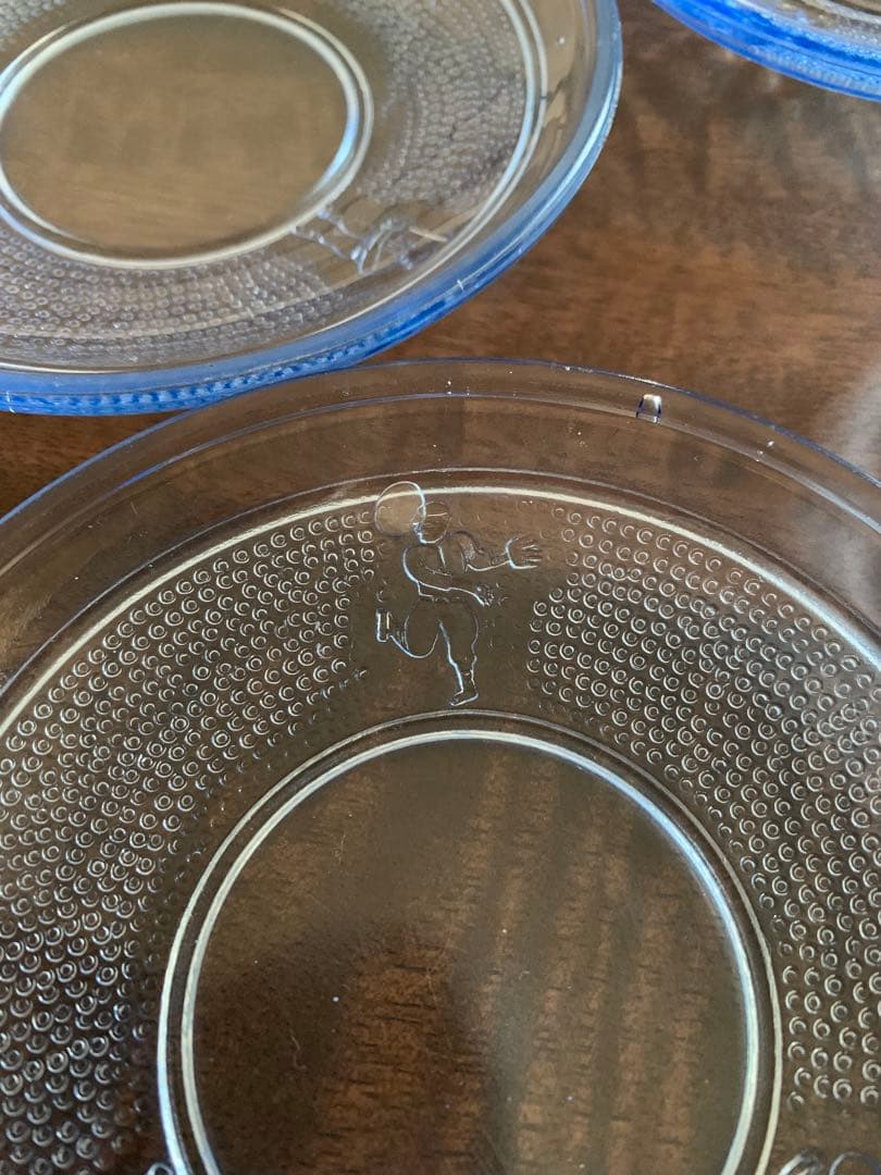 古いプレスガラス　野球柄　5枚セット